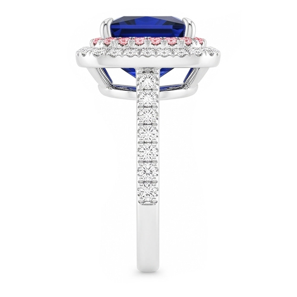 Natural Sapphire Ring 6.50ct - White Gold 14K