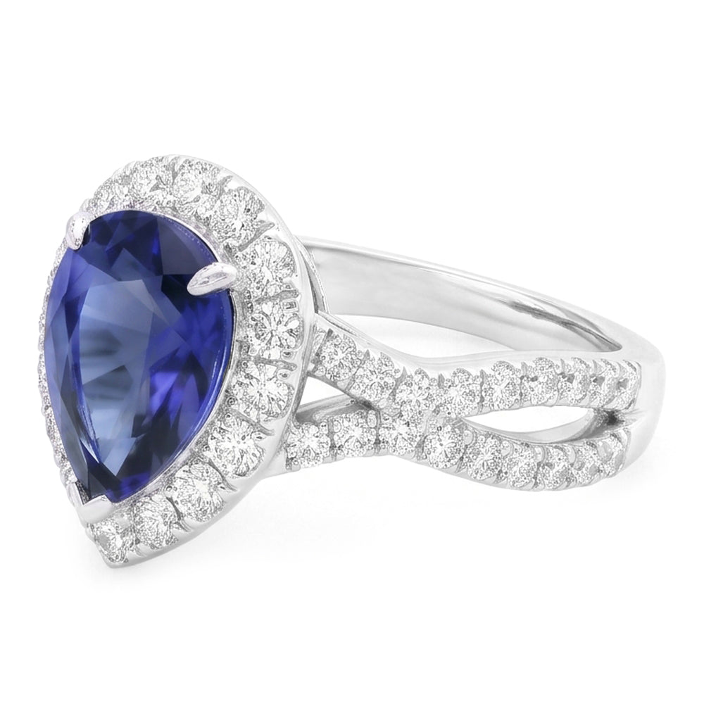 Natural Sapphire Ring 6.50ct - White Gold 14K