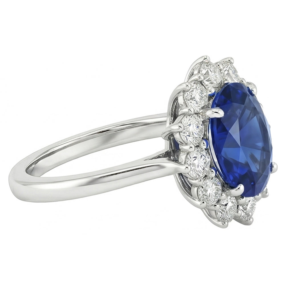 Natural Sapphire Ring 6.50ct - White Gold 14K