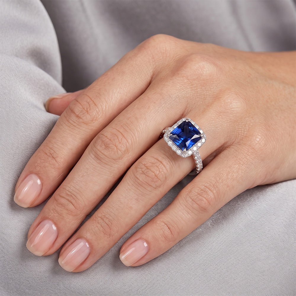 Sapphire Ring GIA CERTIFIED 7.74ct - White Gold 14K