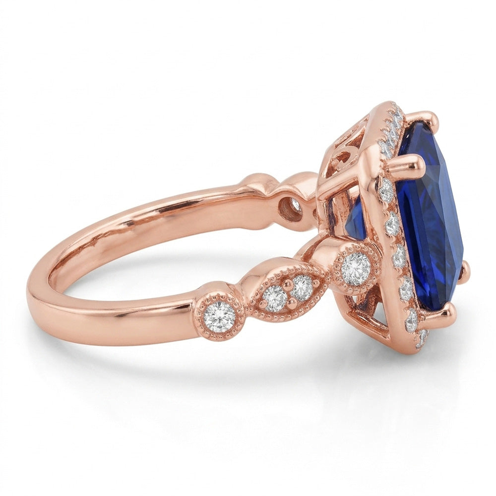 Natural Sapphire Ring 6ct - Rose Gold 14K