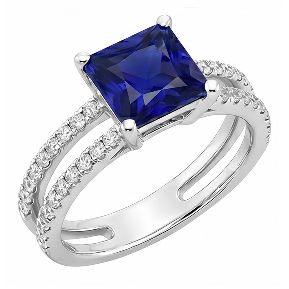 Natural Sapphire Ring 6ct - White Gold 14K