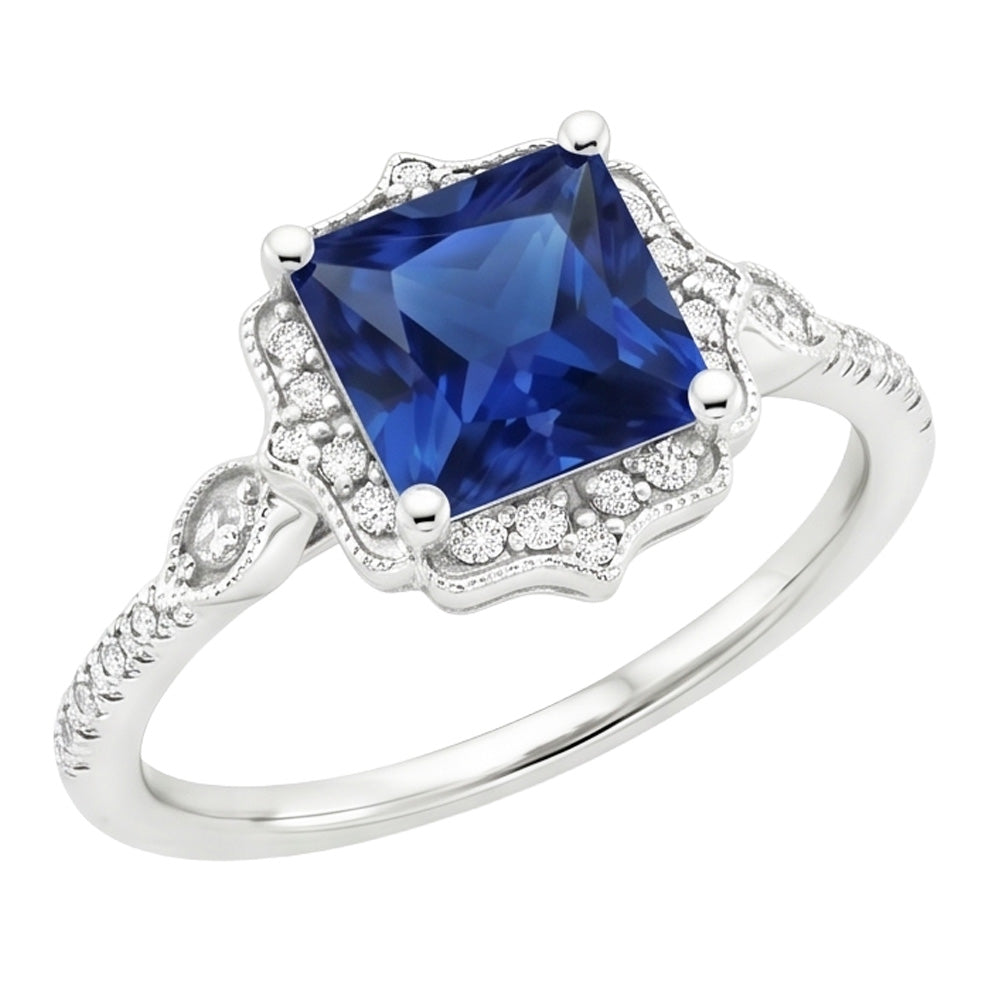 Natural Sapphire Ring 6ct - White Gold 14K