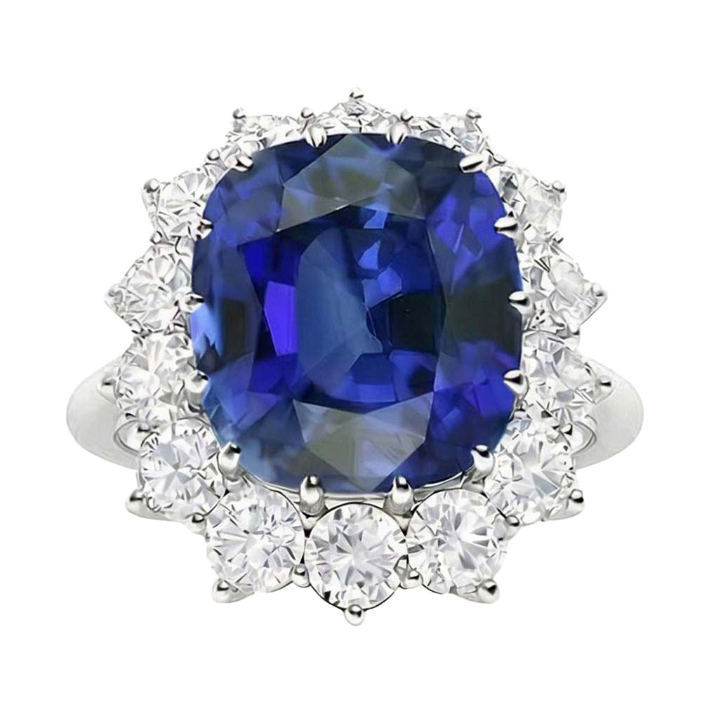 Natural Sapphire Ring 6ct - White Gold 14K