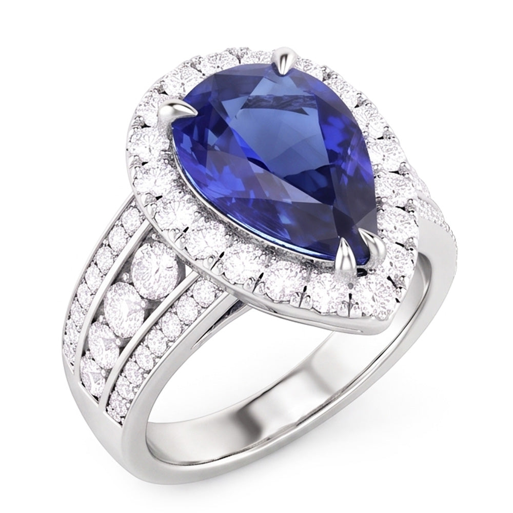 Natural Sapphire Ring 6ct - White Gold 14K