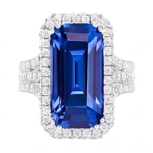 Natural Sapphire Ring 6ct - White Gold 14K