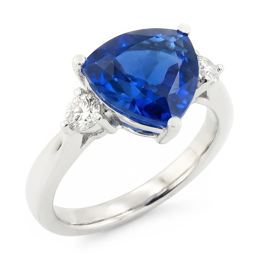 Natural Sapphire Ring 6ct - White Gold 14K