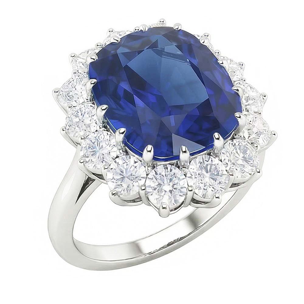 Natural Sapphire Ring 6ct - White Gold 14K