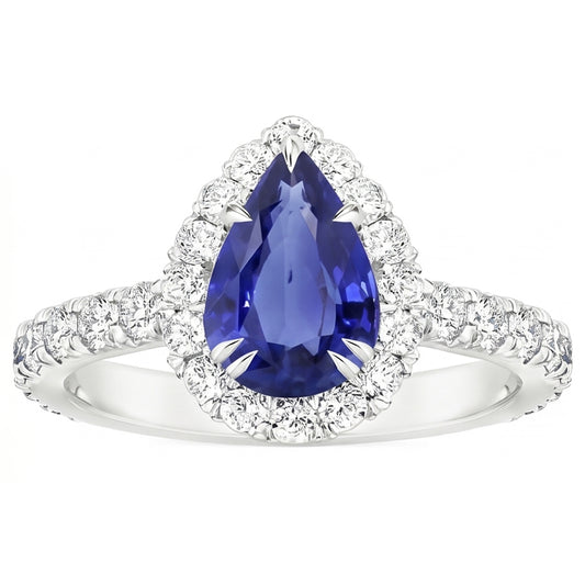 Natural Sapphire Ring 6ct - White Gold 14K