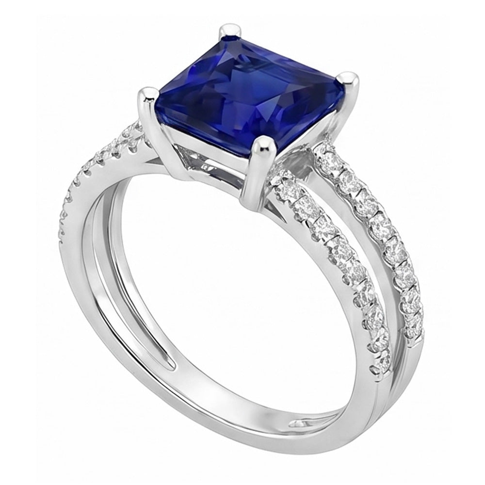 Natural Sapphire Ring 6ct - White Gold 14K