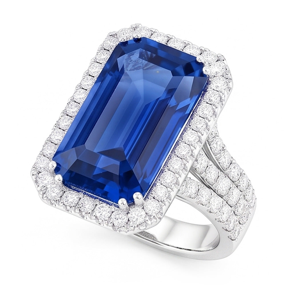 Natural Sapphire Ring 6ct - White Gold 14K