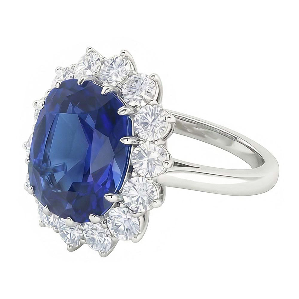 Natural Sapphire Ring 6ct - White Gold 14K