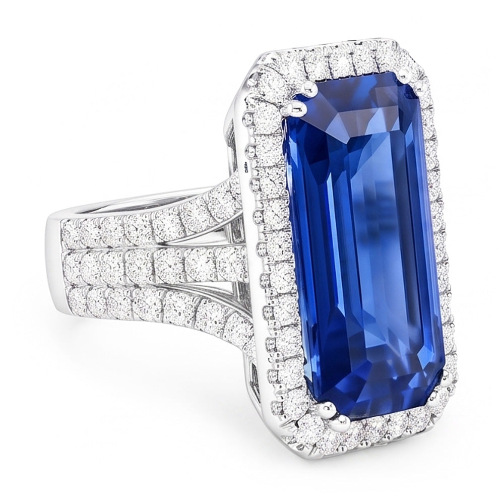 Natural Sapphire Ring 6ct - White Gold 14K