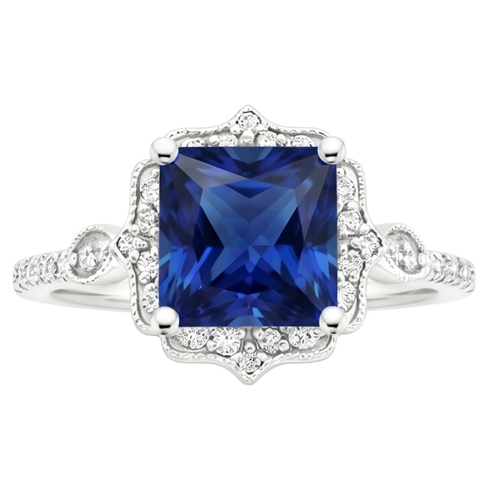 Natural Sapphire Ring 6ct - White Gold 14K