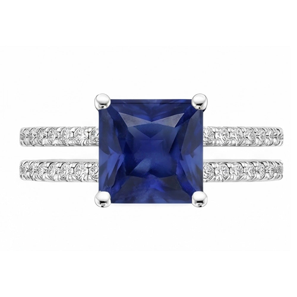 Natural Sapphire Ring 6ct - White Gold 14K