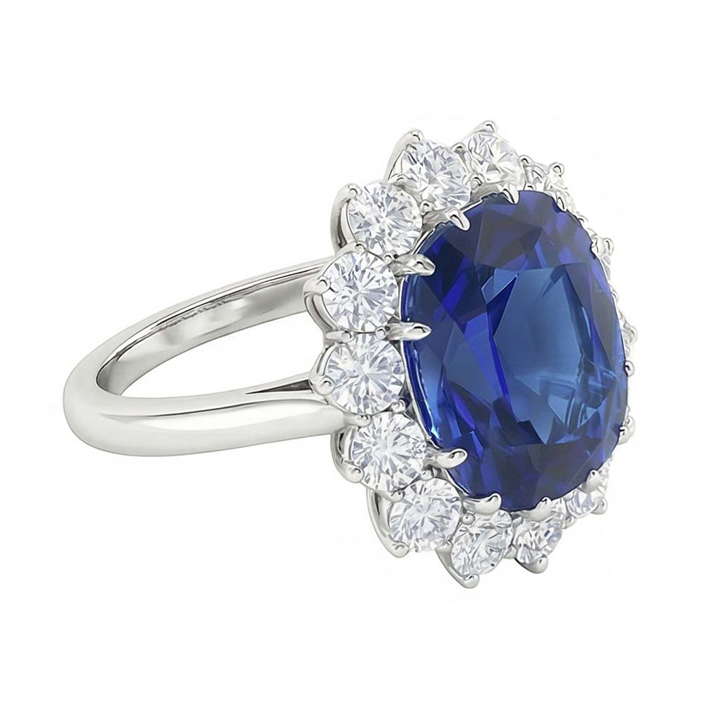 Natural Sapphire Ring 6ct - White Gold 14K
