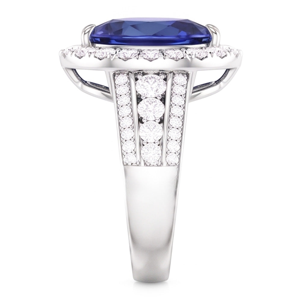 Natural Sapphire Ring 6ct - White Gold 14K