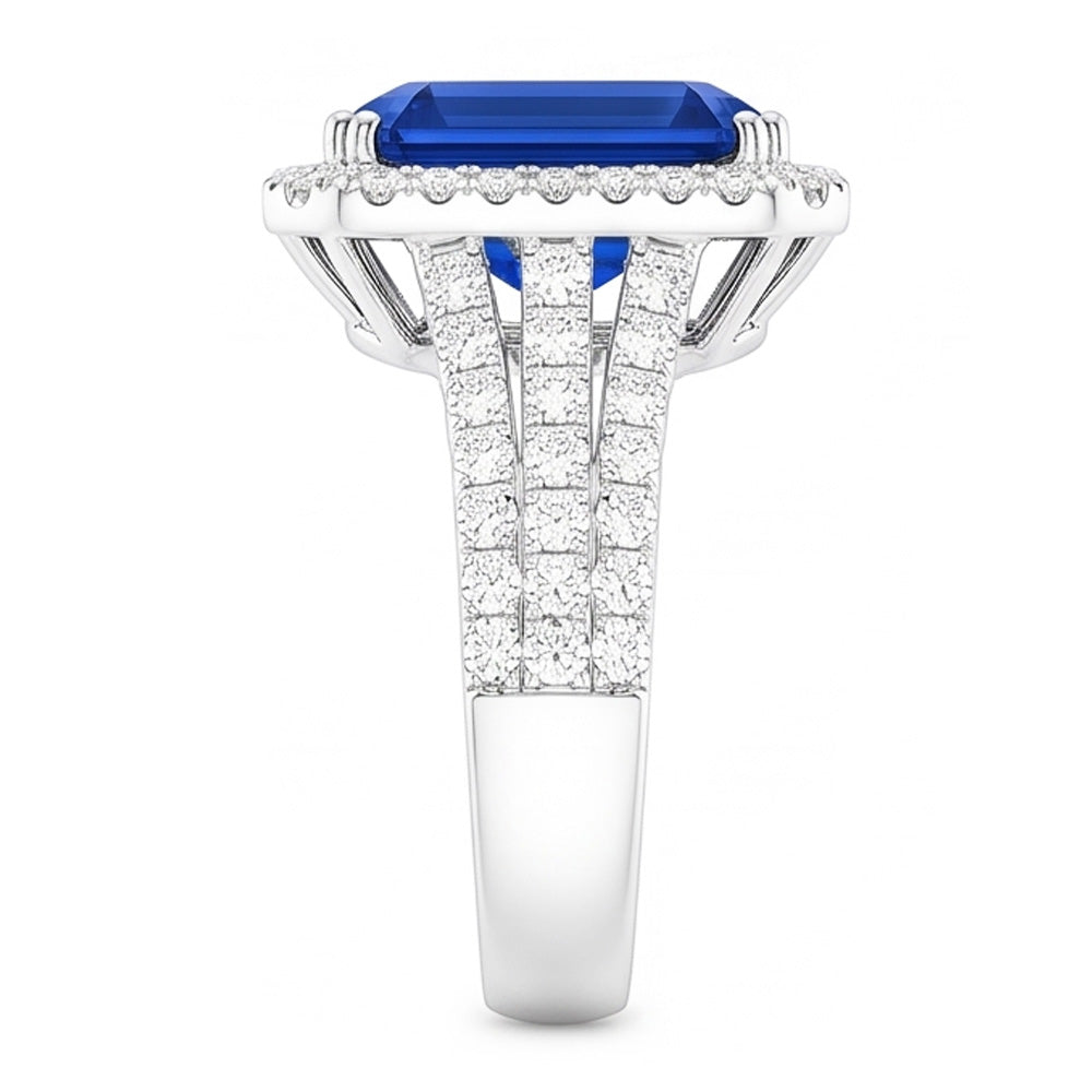 Natural Sapphire Ring 6ct - White Gold 14K