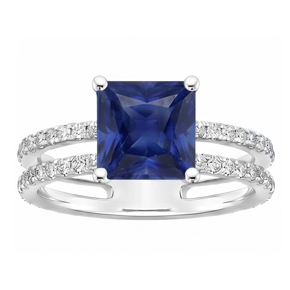 Natural Sapphire Ring 6ct - White Gold 14K