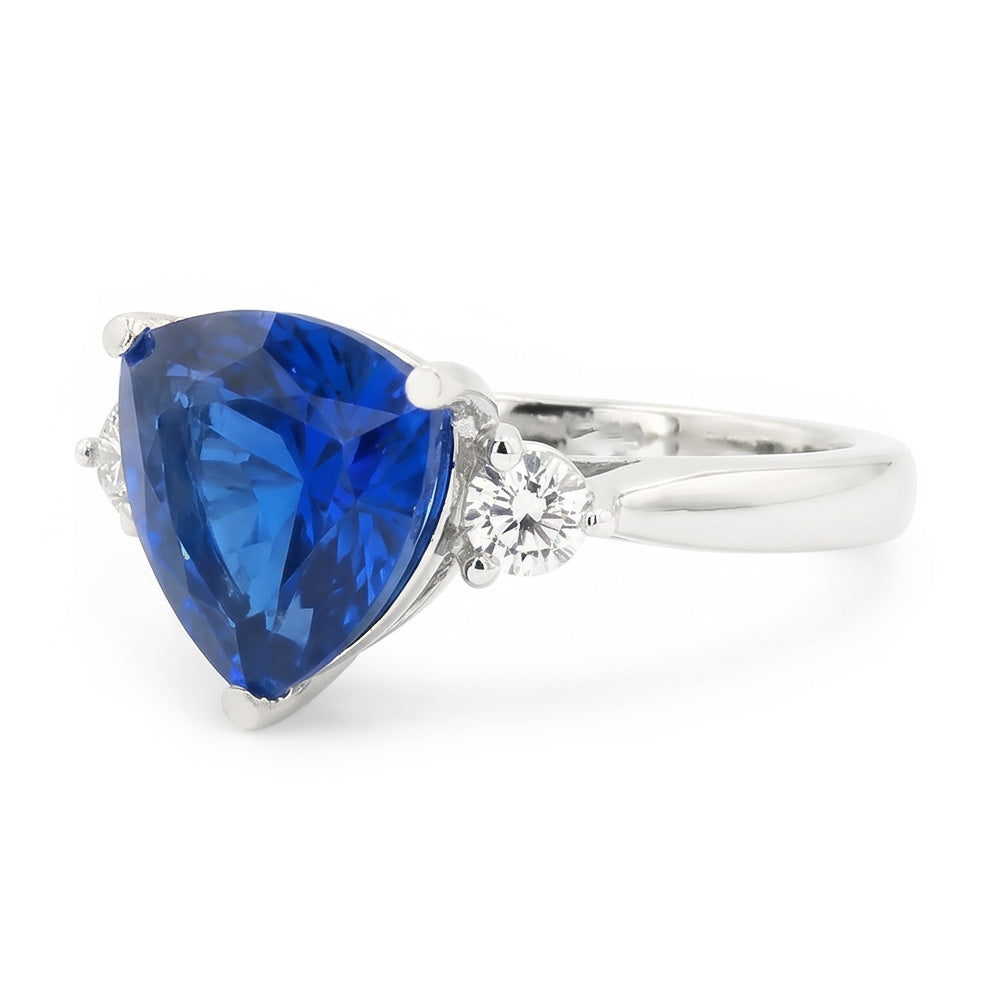 Natural Sapphire Ring 6ct - White Gold 14K