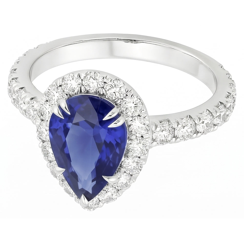 Natural Sapphire Ring 6ct - White Gold 14K