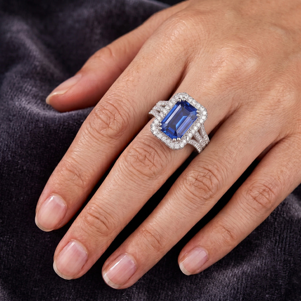 Natural Sapphire Ring 6ct - White Gold 14K
