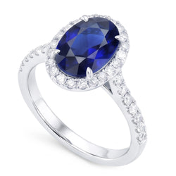 Natural Sapphire Ring 7.50ct - White Gold 14K