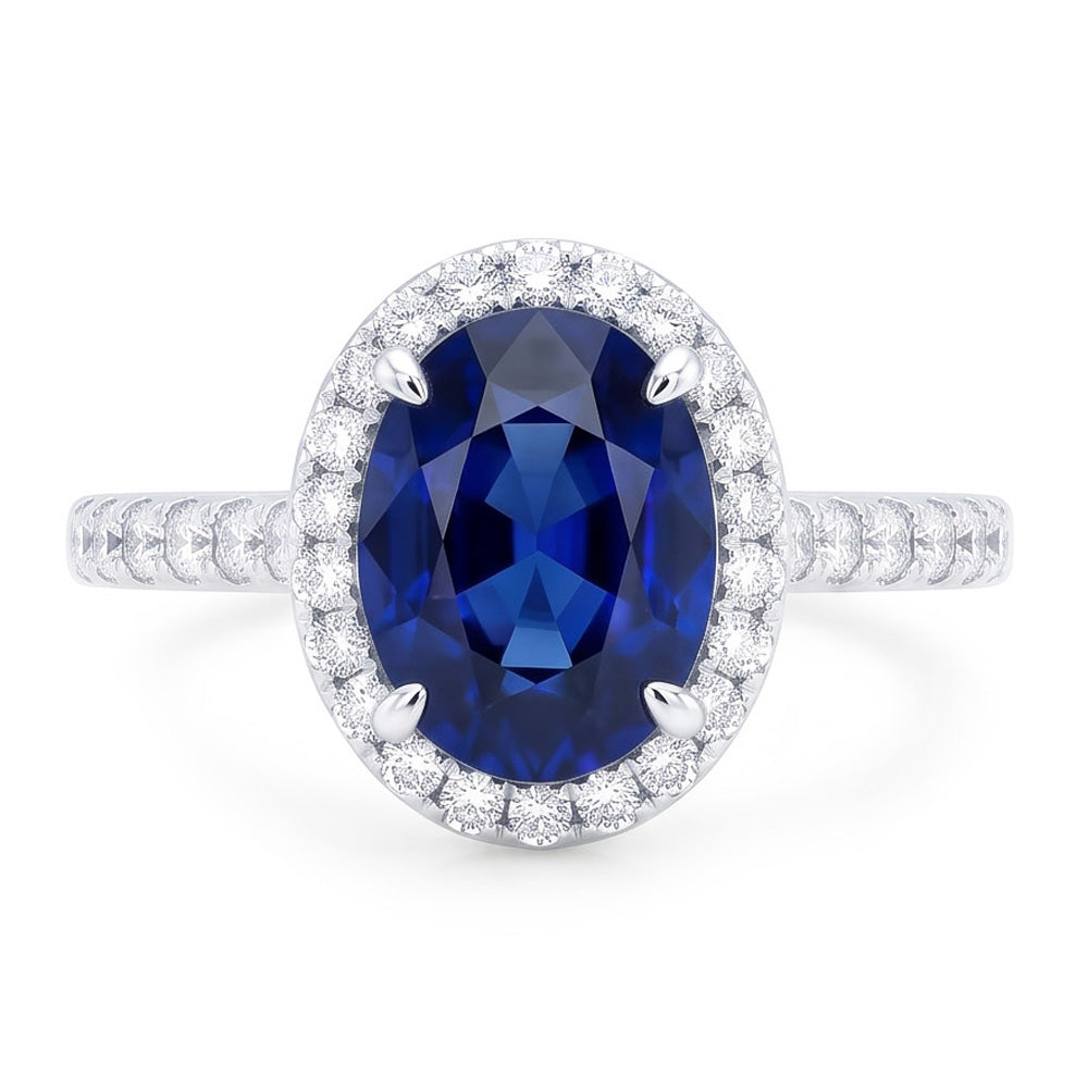 Natural Sapphire Ring 7.50ct - White Gold 14K