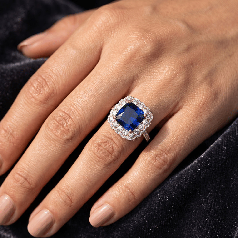 Natural Sapphire Ring 7ct - Rose Gold 14K