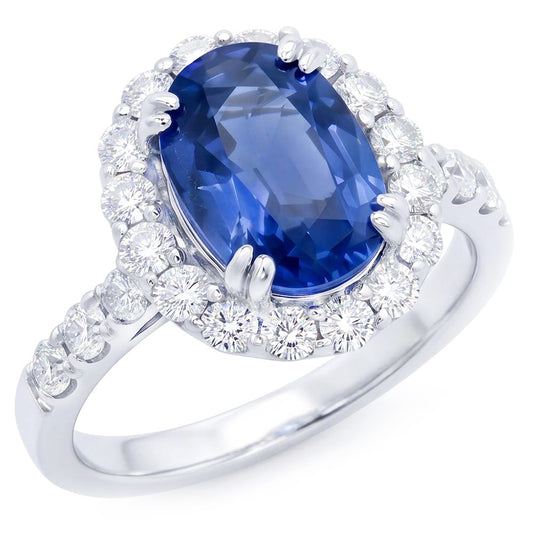 Natural Sapphire Ring 9.75ct - White Gold 14K
