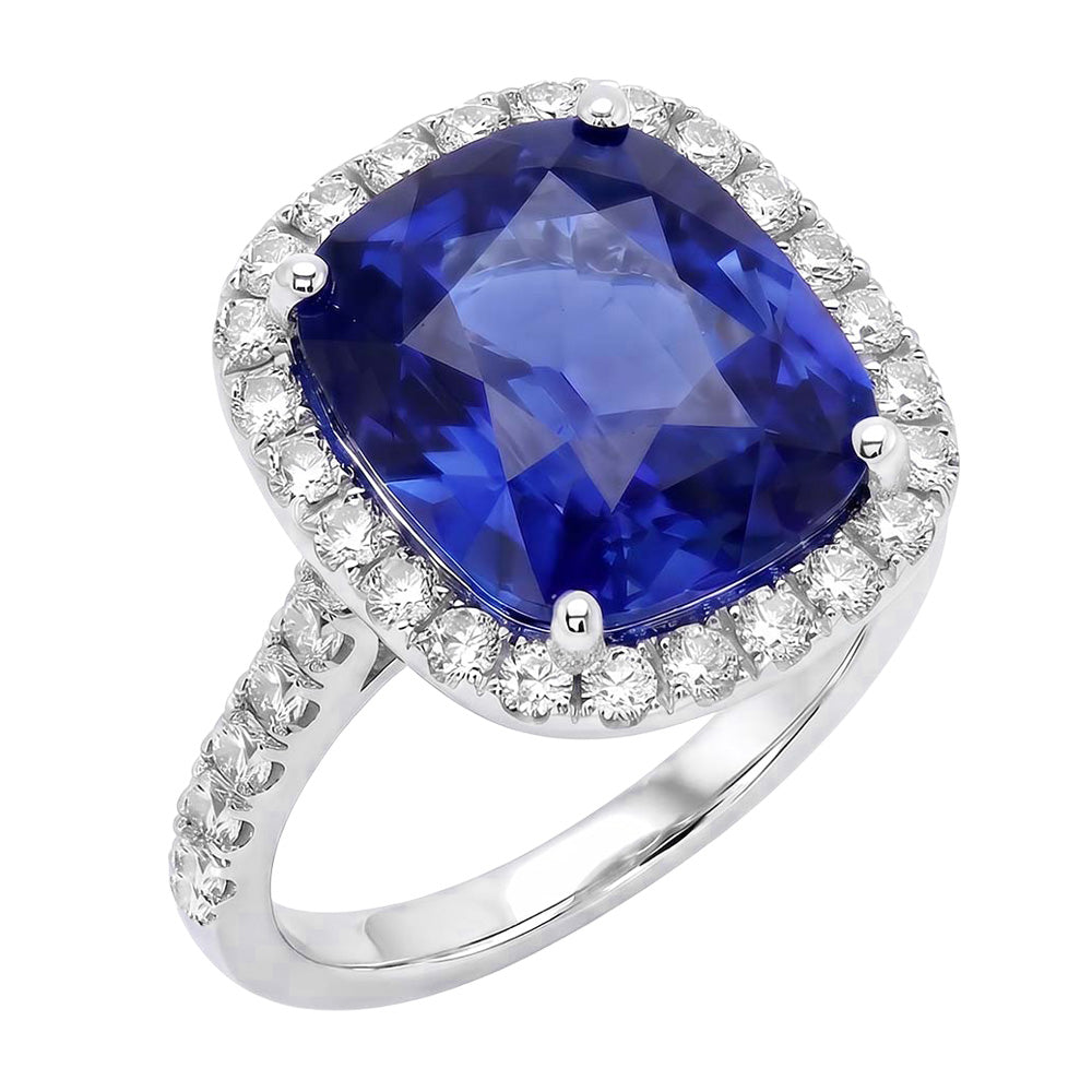 Natural Sapphire Ring 9.75ct - White Gold 14K