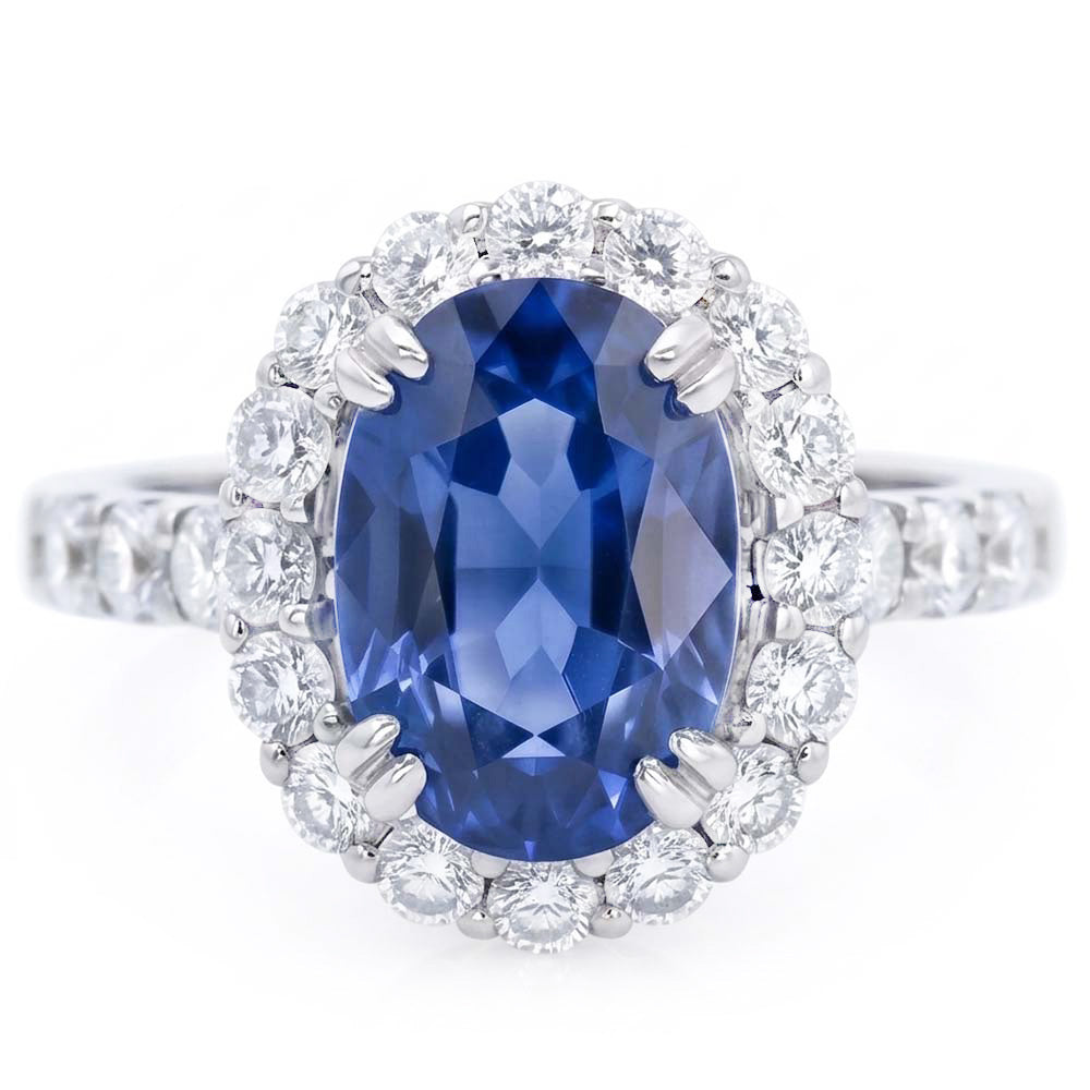 Natural Sapphire Ring 9.75ct - White Gold 14K