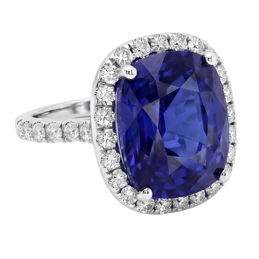Natural Sapphire Ring 9.75ct - White Gold 14K