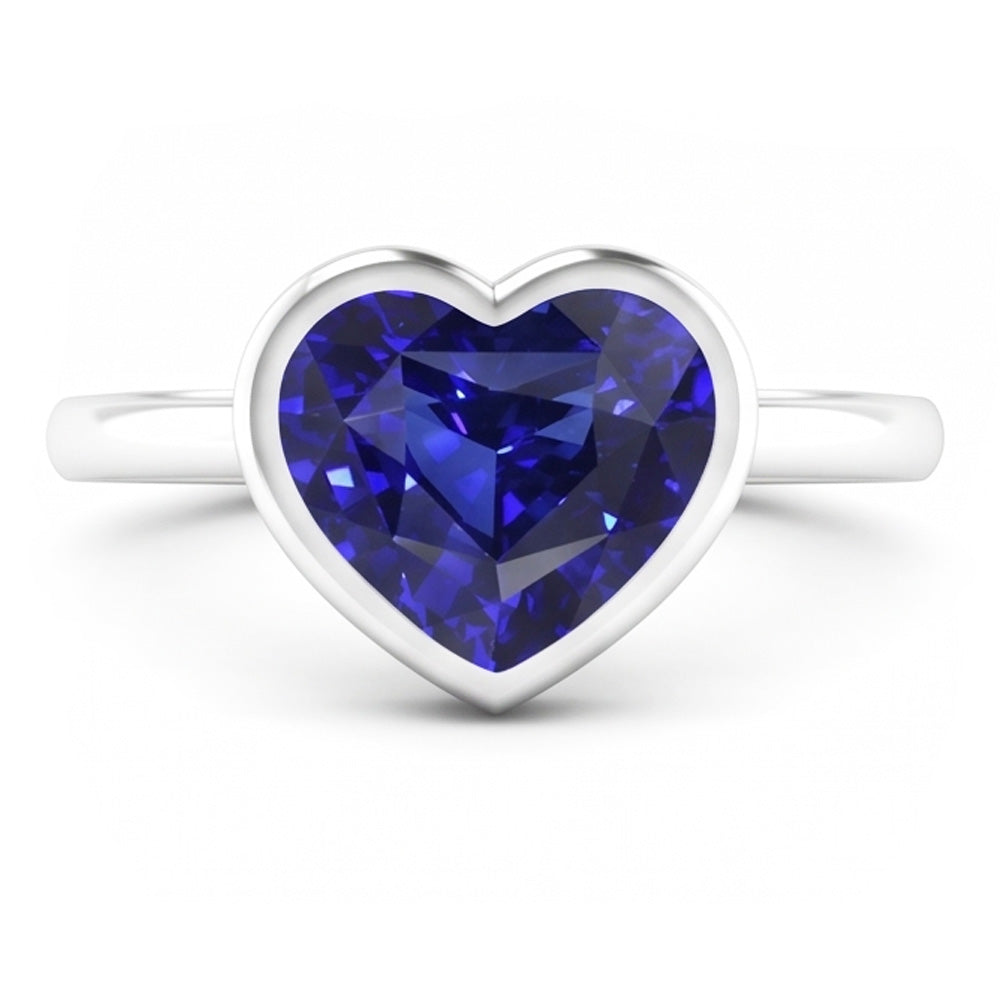 Natural Solitaire Ring Heart Bezel Set Sri Lankan Sapphire 2 Carats Gold