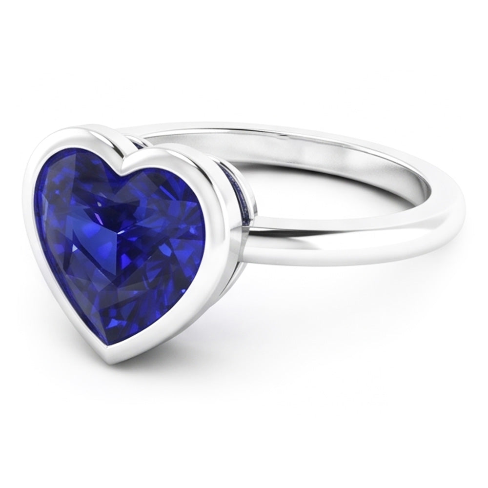 Natural Solitaire Ring Heart Bezel Set Sri Lankan Sapphire 2 Carats Gold