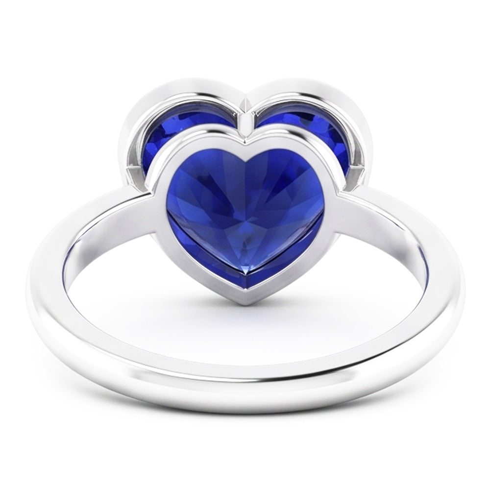Natural Solitaire Ring Heart Bezel Set Sri Lankan Sapphire 2 Carats Gold