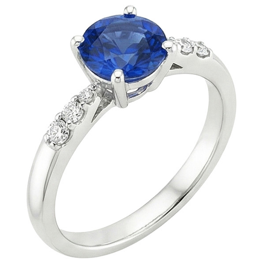 Natural Solitaire Round Blue Sapphire With Accents Jewelry 2.50 Carats