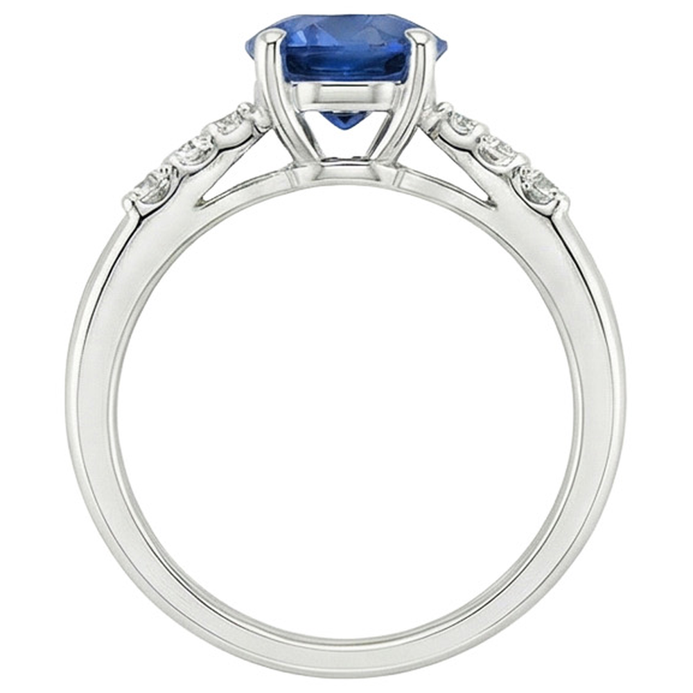 Natural Solitaire Round Blue Sapphire With Accents Jewelry 2.50 Carats