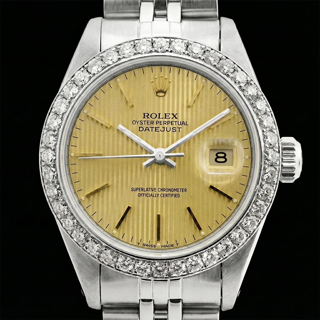 Natural Ss Jubilee Bracelet Date Just Ladies Watch Stick Dial Rolex