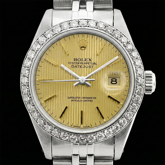 Natural Ss Jubilee Bracelet Date Just Ladies Watch Stick Dial Rolex