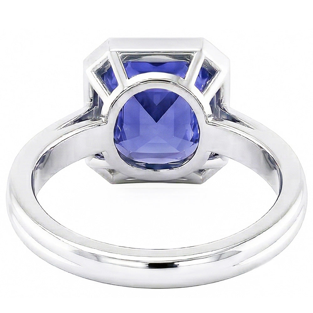 Natural Women's Gold Solitaire Ring Radiant Cut Sapphire Bezel Set 2.50 Carats