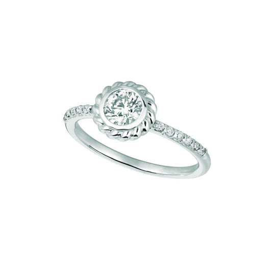 Natural 1 Carat Diamond Halo Round Fancy Ring 14K White Gold - Halo Ring-harrychadent.ca