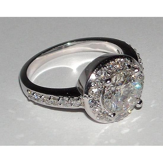 Natural 2.51 Ct Round Diamond Engagement Ring Pave Setting White Gold 14K - Engagement Ring-harrychadent.ca