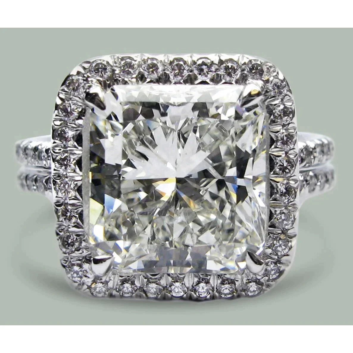 Natural 7 Carat Radiant Diamond Halo Ring