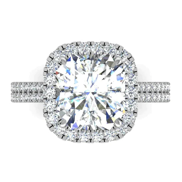 Natural 7 Carat Radiant Diamond Halo Ring