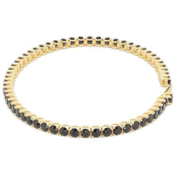 Natural Black Diamond Tennis Bracelet 5.90 Carats  F Vs1 Yellow Gold 14K