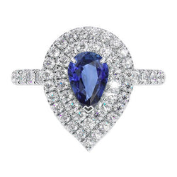 Luxury Blue Sapphire Gemstone Ring – 4 ct 14K White Gold