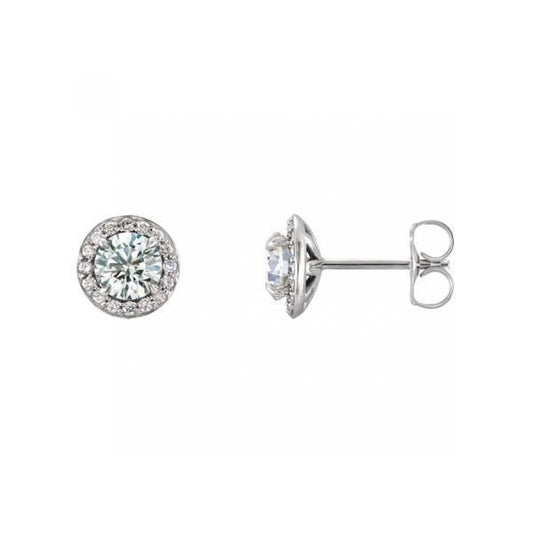 Natural Brilliant Diamond Halo Stud Ladies Earrings 3.30 Carat White Gold 14K - Halo Stud Earrings-harrychadent.ca