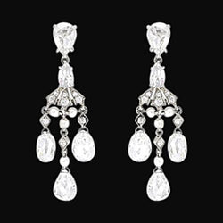 Natural Chandelier Diamonds 2.50 Carat Earring Pair White Gold Earrings