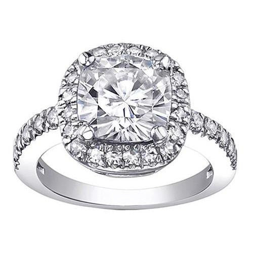 Natural Cushion Cut Halo Diamond Engagement Ring 2 Ct. White Gold 14K - Halo Ring-harrychadent.ca